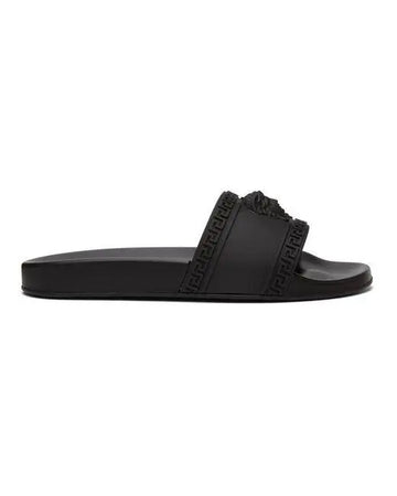 Versace Unisex Black Signature Slides Metroutfits
