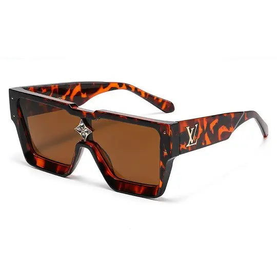 LV Unisex Square One-Piece Sunglasses Acetate Frame UV Protection Metroutfits