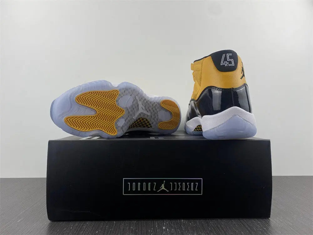 Air Jordan 11 Retro Black Yellow New with Tag & Box Metroutfits