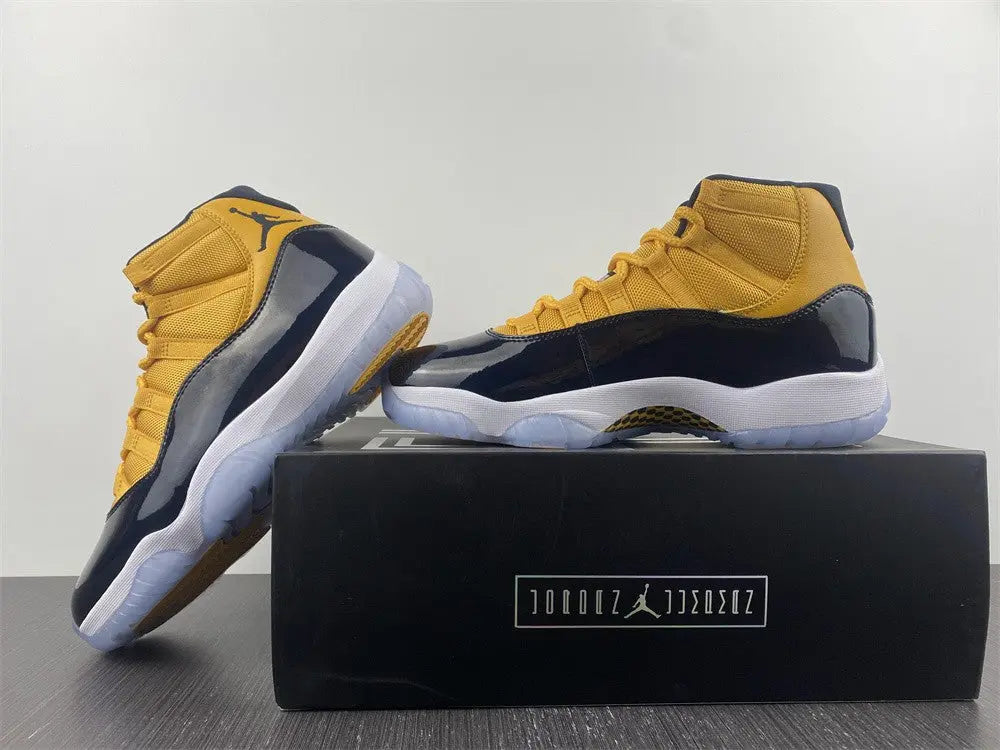 Air Jordan 11 Retro Black Yellow New with Tag & Box Metroutfits