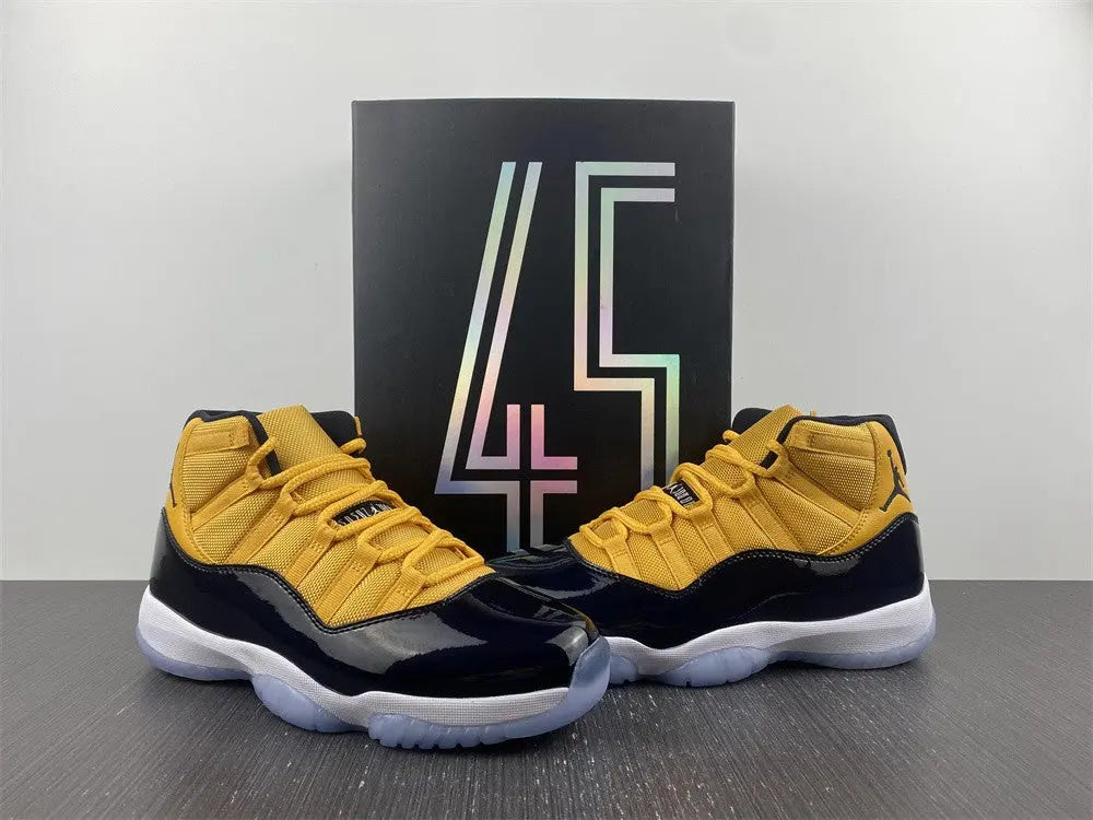 Air Jordan 11 Retro Black Yellow New with Tag & Box Metroutfits