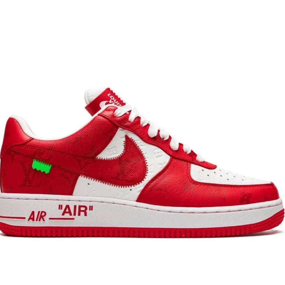 Nike x Louis Vuitton Air Force 1 Low Red White Sneakers for Men & Women Metroutfits