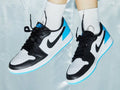 Air Jordan 1 Low Black Dark Powder Blue Sneakers Men Women Metroutfits