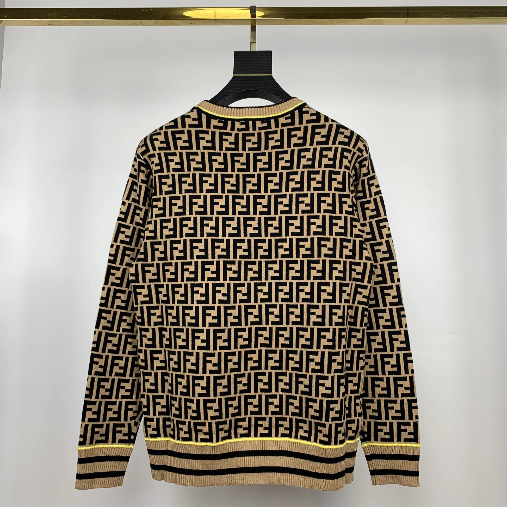 Fendi Men's Black and Golden Designer Sweatshirt Metroutfits
