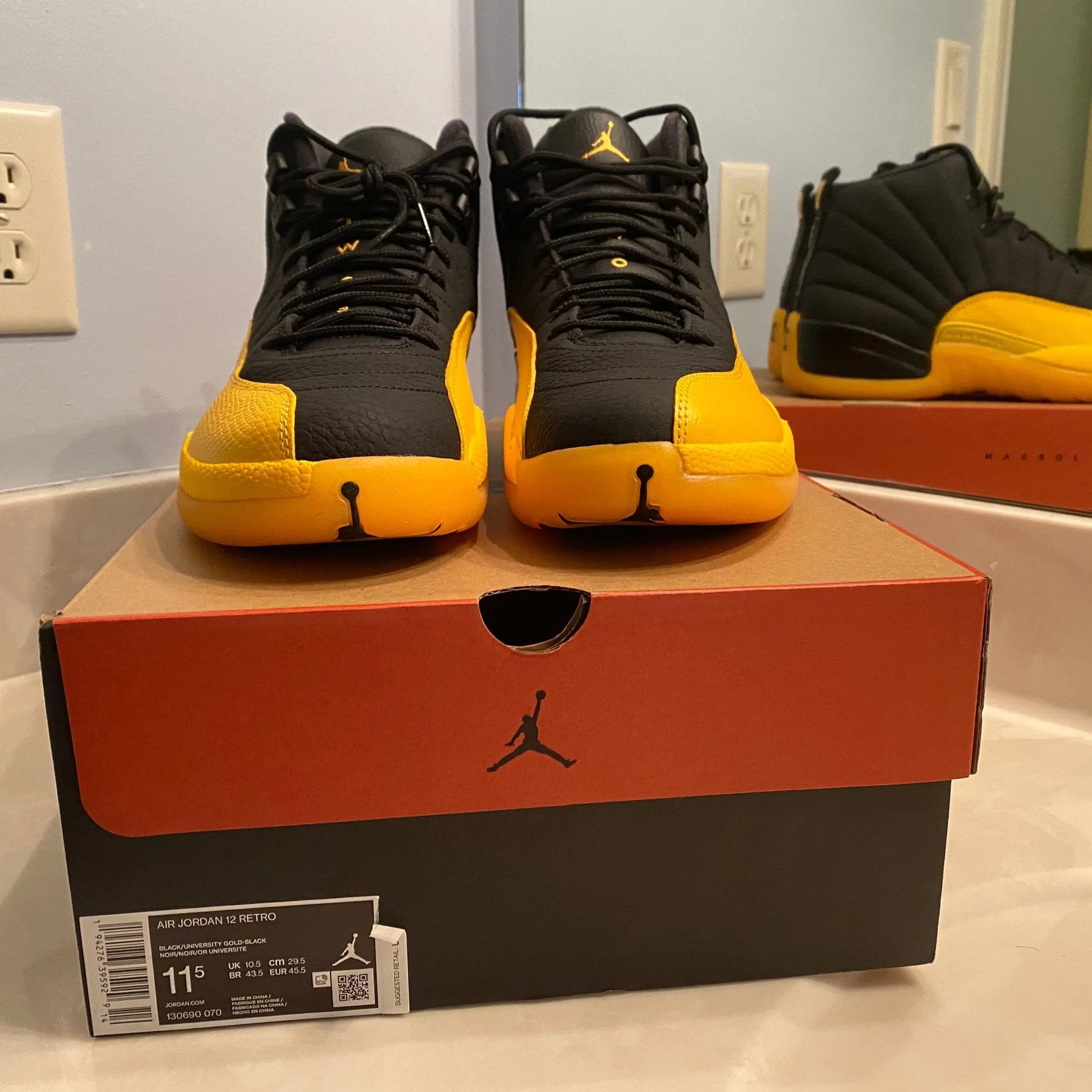 Jordan AJ12 Retro Black University Gold Sneakers New With Tag & Box Metroutfits