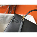 Hermes Kelly 30 Togo Leather Black Gold Hardware - With Strap & Dust Bag - NEW