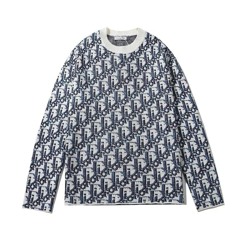Dior Men's Blue and Off-White Designer Sweatshirt Metroutfits