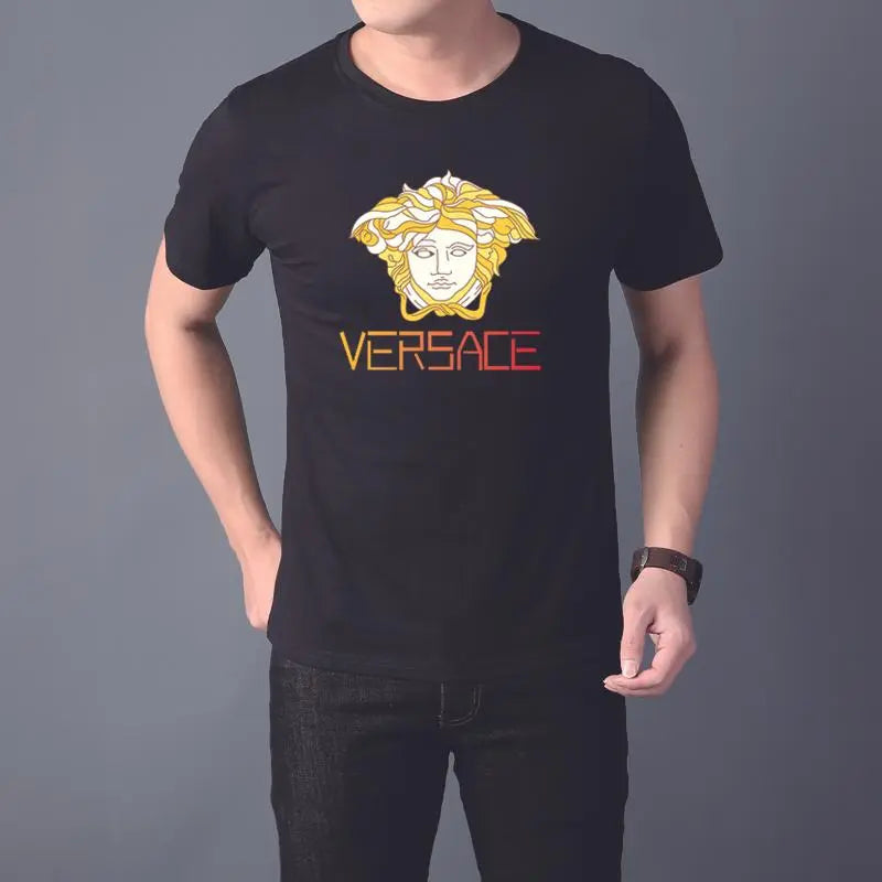 Versace Men's T-Shirt Black White Casual Wear Metroutfits
