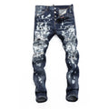 Men's Fashion Ripped Skinny Jeans – Distressed & Hand-Painted Denim Chic Tread