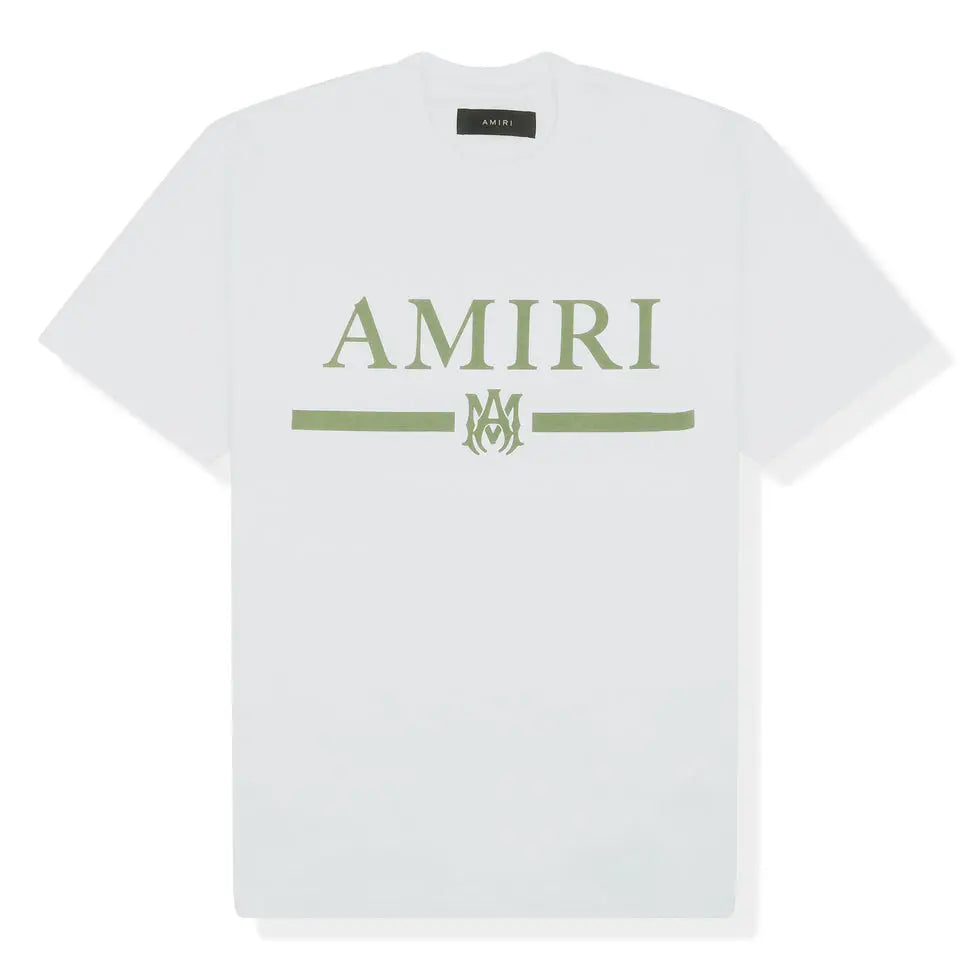Amiri MA Bar Logo White Green T-Shirt For Men Metroutfits