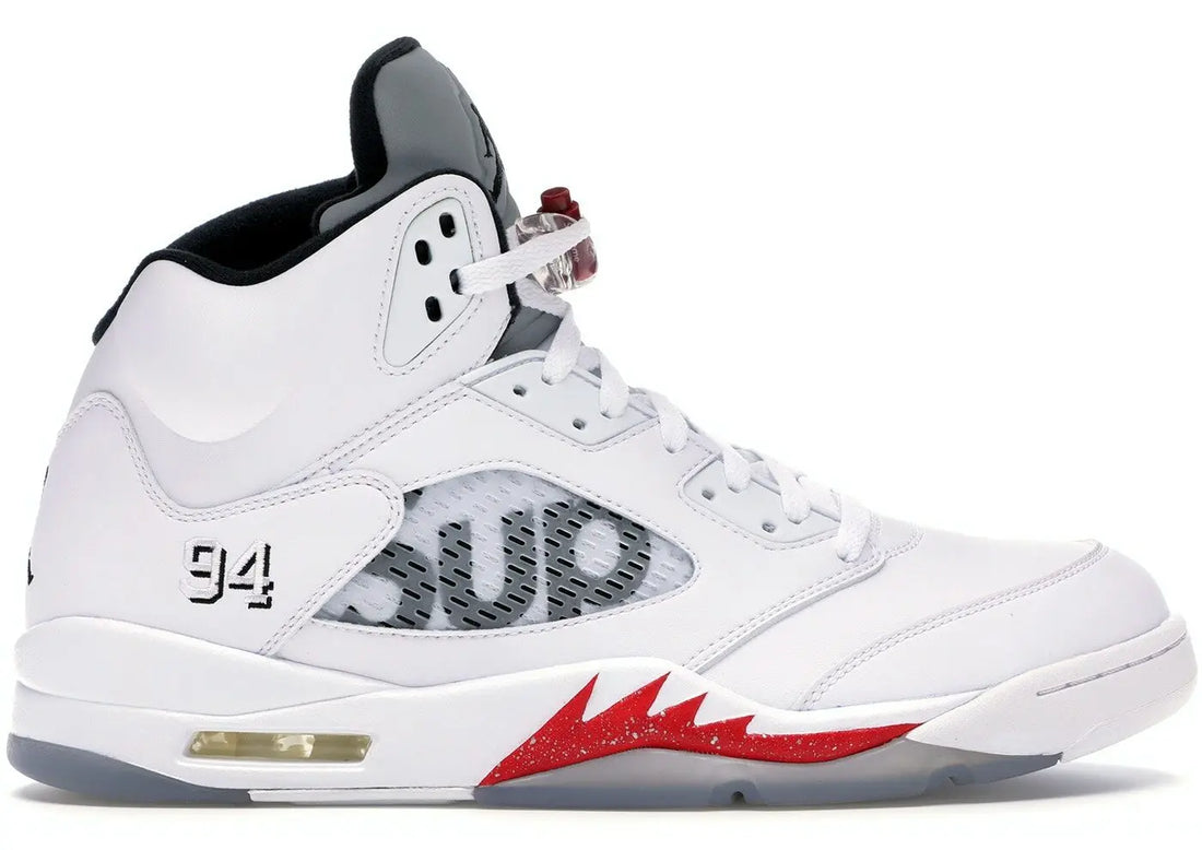 Air Jordan 5 Retro Supreme White Sneakers New With Box Metroutfits