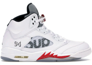 Air Jordan 5 Retro Supreme White Sneakers New With Box Metroutfits