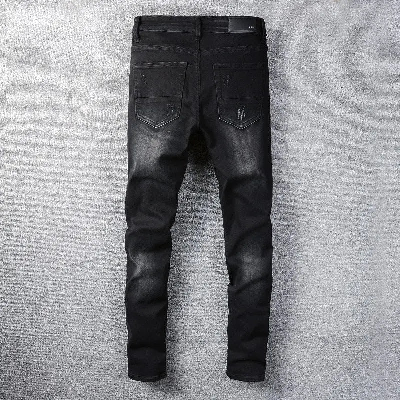 Amiri Black Letter Angel Print Jeans For Men Metroutfitstore
