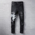 Amiri Men’s Jeans Black & Blue With Artistic Designs Metroutfitstore