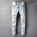 Amiri Men’s Jeans Black & Blue With Artistic Designs Metroutfitstore