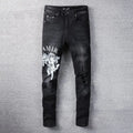 Amiri Black Letter Angel Print Jeans For Men Metroutfitstore