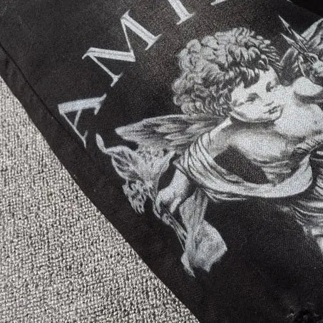 Amiri Black Letter Angel Print Jeans For Men Metroutfitstore