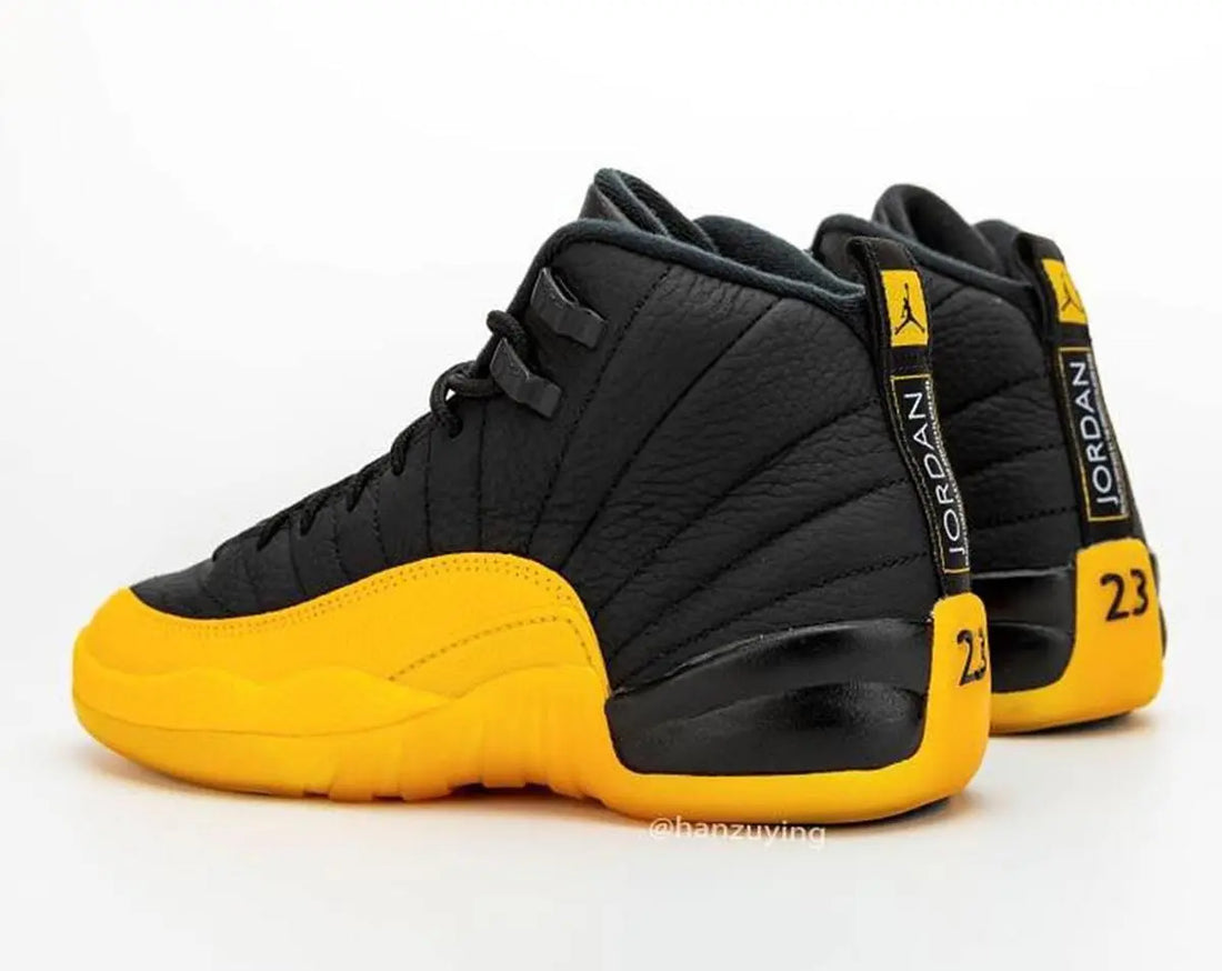 Jordan AJ12 Retro Black University Gold Sneakers New With Tag & Box Metroutfits