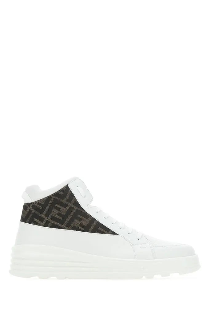 Fendi Jacquard FF Logo High-Top Sneakers New With Tag and Box Metroutfits