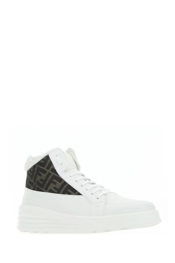 Fendi Jacquard FF Logo High-Top Sneakers New With Tag and Box Metroutfits