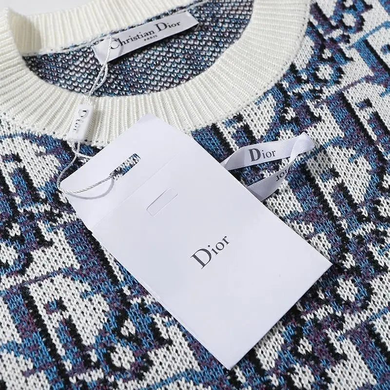 Dior Men's Blue and Off-White Designer Sweatshirt Metroutfits