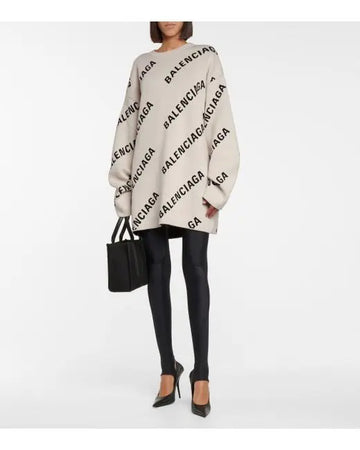 Balenciaga Women's Jacquard Logo Cotton Wool Jumper Metroutfitstore