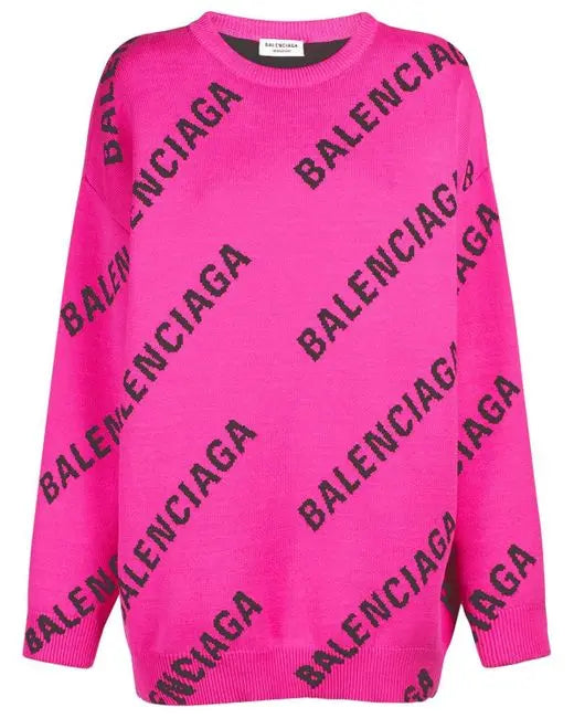 Balenciaga Women's Jacquard Logo Cotton Wool Jumper Metroutfitstore