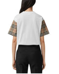 Burberry Women’s White Cotton T-Shirt with Vintage Check Metroutfitstore