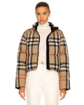 Burberry Check Cropped Puffer Jacket for Women Metroutfitstore