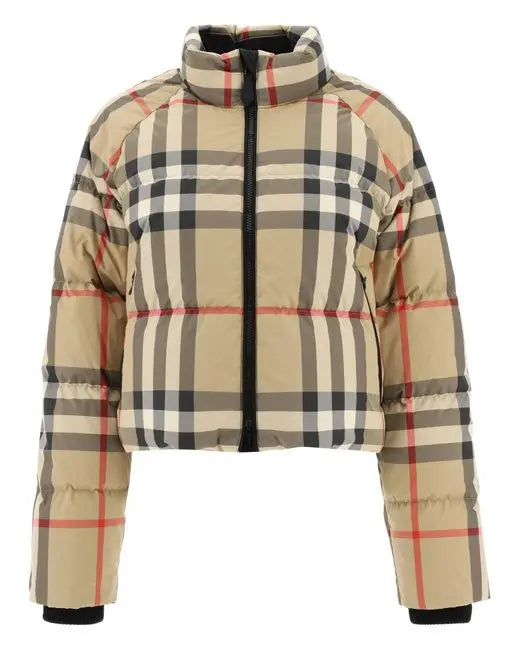Burberry Check Cropped Puffer Jacket for Women Metroutfitstore