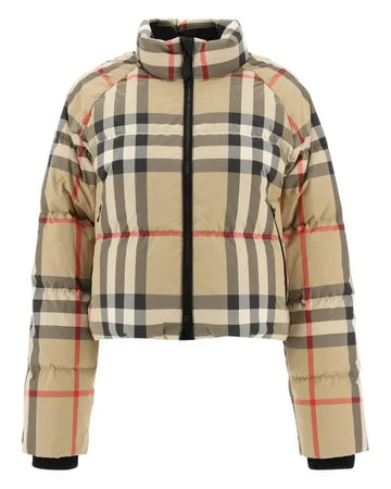 Burberry Check Cropped Puffer Jacket for Women Metroutfitstore