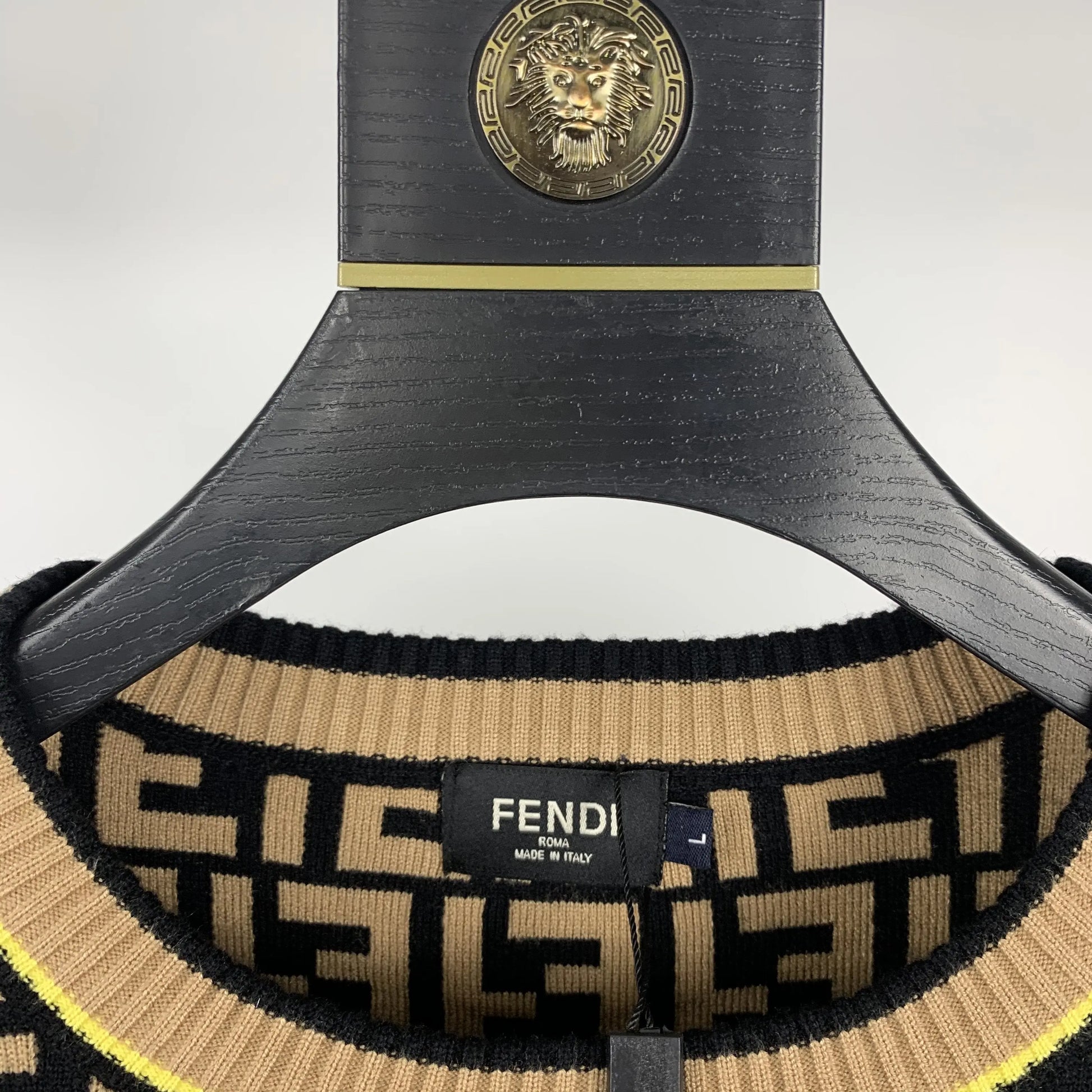Fendi Men's Black and Golden Designer Sweatshirt Metroutfits