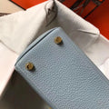 Elegant Bluish-Gray Hermès Kelly-Style Handbag with Gold Hardware Chic Tread