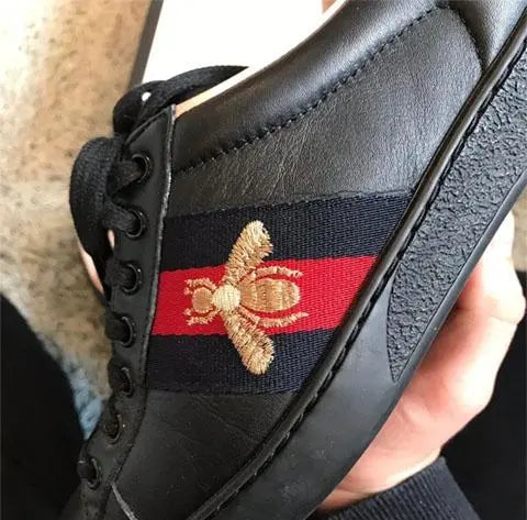 Gucci Ace Bee Embroidered Black Sneakers Metroutfits