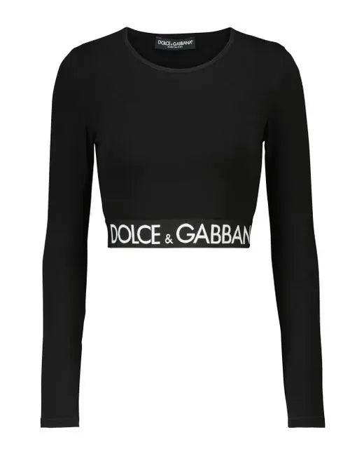 Dolce & Gabbana Women's Cotton Crop Top Black Metroutfitstore