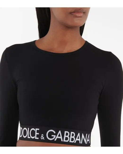 Dolce & Gabbana Women's Cotton Crop Top Black Metroutfitstore