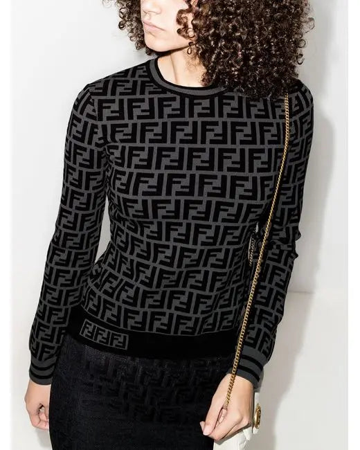 Fendi Women's FF Motif Fitted Sweater Metroutfitstore