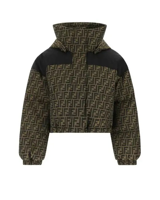 Fendi Monogram Cropped Puffer Jacket for Women Metroutfitstore