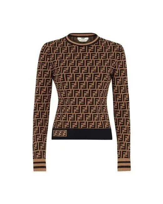 Fendi Women's FF Motif Fitted Sweater Metroutfitstore