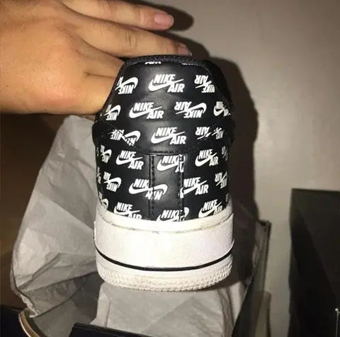 Nike Air Force 1 '07 QS Air Emblazoned Black White  Sneaker Metroutfits