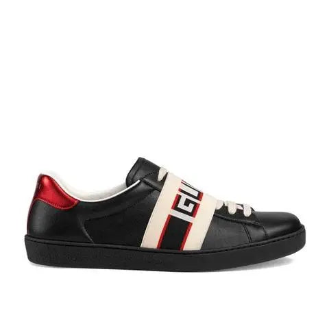 Gucci Ace W/Stripe Black Sneakers Metroutfits
