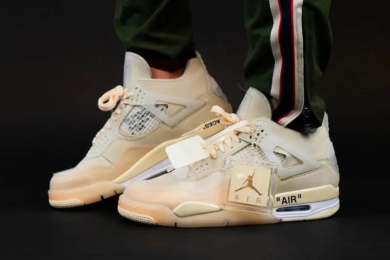 Jordan 4 Retro x Off-White Beige Sneakers New with Tag & Box Metroutfits