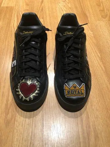Dolce & Gabbana Black Leather Sneakers Metroutfits
