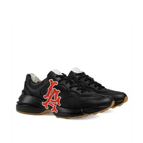 Gucci Rhyton Black Sneakers with LA Angels Print – New with Tag and Box Metroutfits