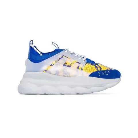 Versace Baroque Chain Reaction Bluette Gold Men’s Sneakers Metroutfits