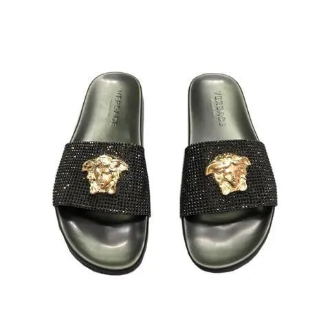 Versace Men’s Black Slides – New with Tag & Original Box Metroutfits