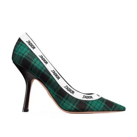 Christian Dior Women's Black Green J’adior Tartan Pumps Heel Sandals Metroutfits