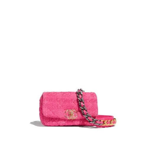Chanel Pink 19 Flap Tweed Shoulder Bag New With Tag Metroutfits