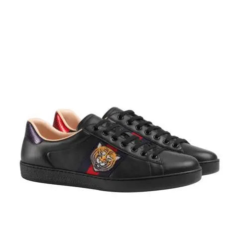 Gucci Ace Tiger Embroidered Black Sneakers Metroutfits
