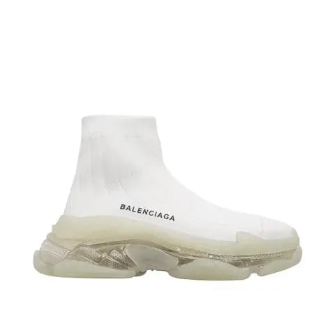 Balenciaga Triple S Air Knit Mid Sock White  Sneaker Metroutfits